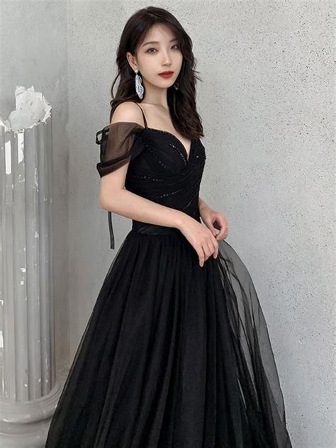 Korean Style Dress Dark Prom Dresses Long Off Shoulder Evening Dress