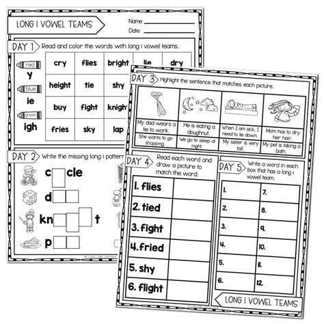 2nd Grade Phonics Worksheets Long I Vowel Teams Lucky Little Learners