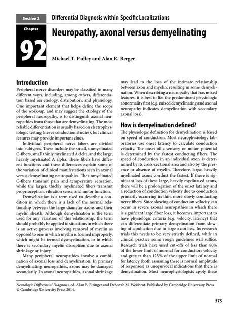 Neuropathy, axonal versus demyelinating (Chapter 92) - Neurologic ...