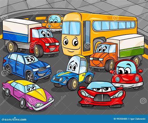 Car Vehicles Cartoon Characters Group Stock Vector - Illustration of ...