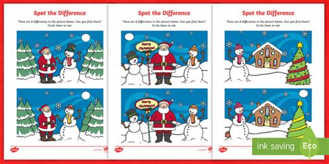 Christmas Aistear Spot The Difference Worksheet Twinkl