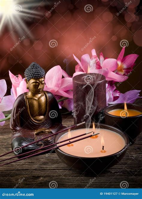 Buddah With Candle And Incense Stock Image Image Of Light Buddha