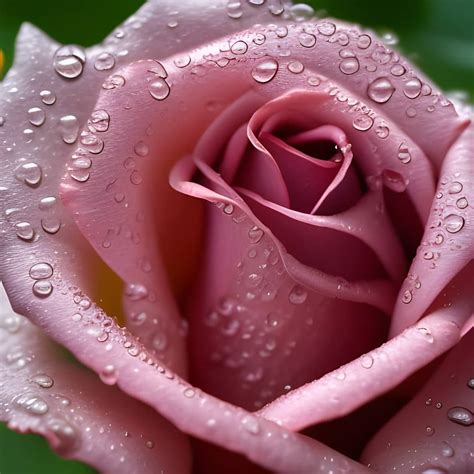 Free Picture Soft Pink Rose With Water Drops Close Up Ai Artwork