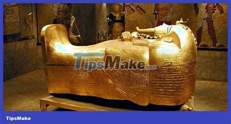 Close-up of the 3,300-year-old golden coffin of pharaoh Tutankhamun