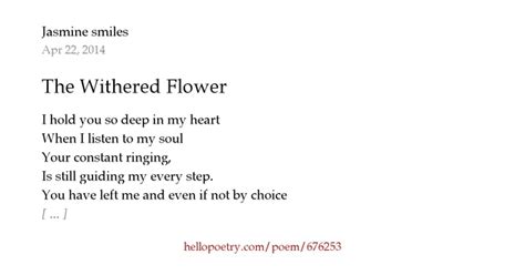 The Withered Flower By Jasmine Smiles Hello Poetry