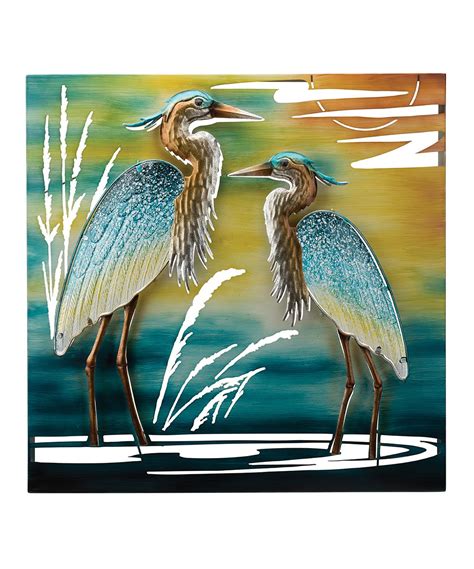 Green Double Heron Indoor Outdoor Wall Décor Glass wall sculpture