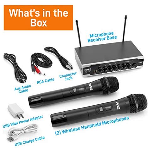 Pyle Portable Uhf Wireless Microphone System Battery Operated Dual