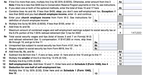 Schedule SE Instructions Self Employment Tax