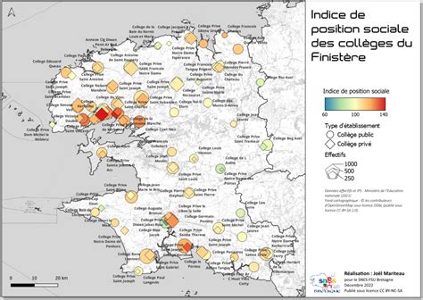 Indice de position sociale des collèges du Finistère Interface