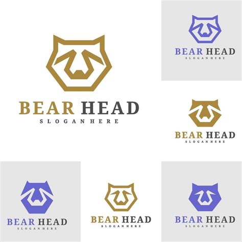 Set Of Bear Logo Template Creative Bear Head Logo Design Concepts 46113122 Vector Art At Vecteezy