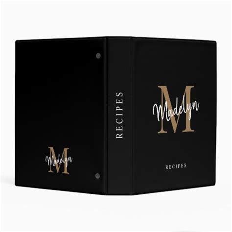 Elegant Black Gold Monogram Script Name Initial Mini Binder Zazzle