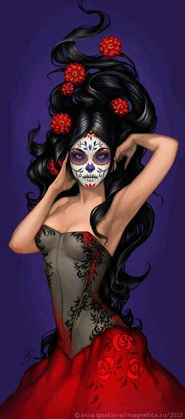 Pin On Sugar Skull Ladys Sugar Skull Girl Sugar Skull Artwork Sugar