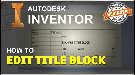 Inventor How To Edit Title Block Tutorial YouTube