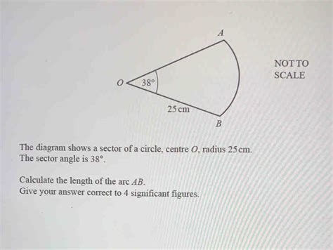 Solved Notto Scale The Diagram Shows A Sector Of A Circle Centre O Radius 25 Cm The Sector