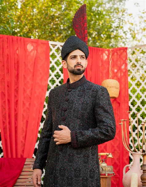 Black Wedding Sherwani Combo