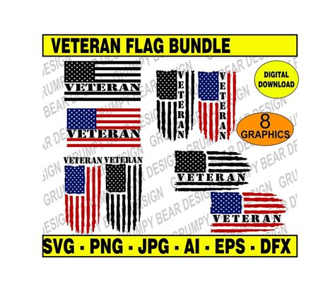 Veteran Distressed Flag X8 Graphics, Multi Color, Black and White ...