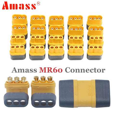 5pair Lot Amass MR60 MR 60 Fireproof Female Male Three Core Connector