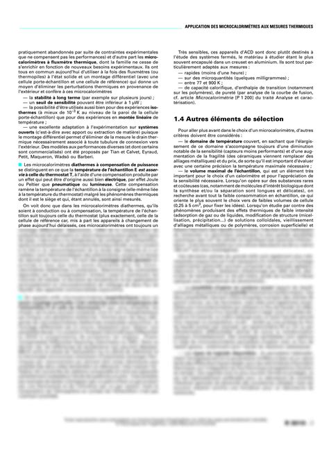 SOLUTION Techniques De L Ing Nieur Application Des Microcalorim Tres