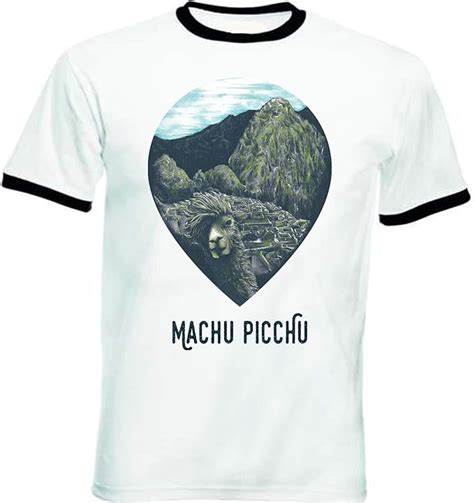 Teesquare St Men S Machu Picchu Llama Peru Black Ringer T Shirt Size