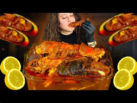 Asmr Deshelled Seafood Boil Green Lip Mussels In Bloves Sauce