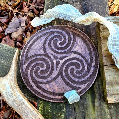 6 Celtic Triskelion Crystal Grid Board Lasercut Birch Wood Triple