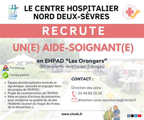 Aide Soignant H F Ehpad Les Orangers Parthenay Nos Emplois