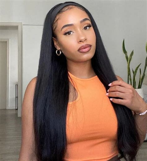 Human Hair Silky Straight Headband Wig