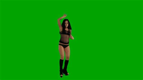 Beautiful Girl Dancing Against Green Screen Stock Footage Video 1612513