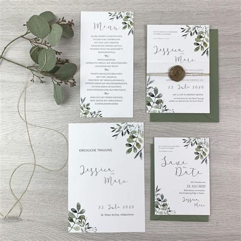 Einladung Hochzeit Hochzeitseinladung Eukalyptus Etsy Wedding Mood