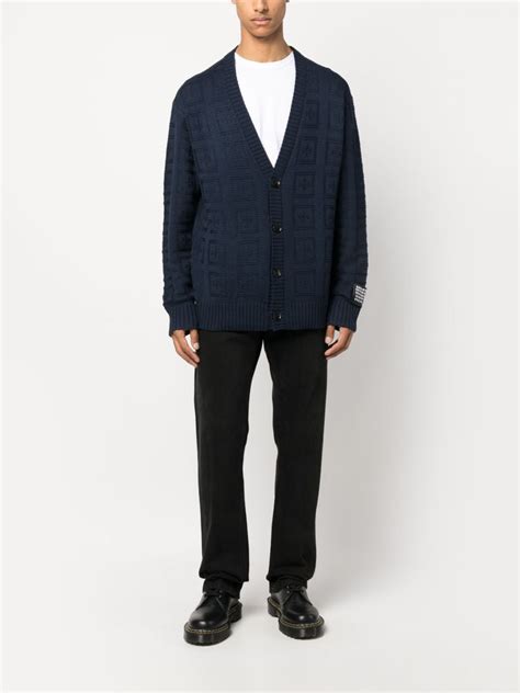 Ksubi Logo Intarsia Wool Blend Cardigan Blue Farfetch