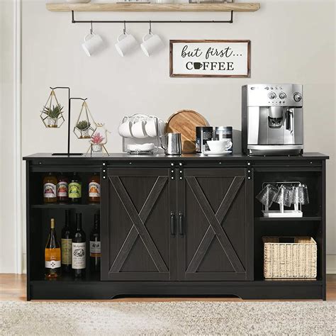 Buy Coffee Bar Cabinet,59’’ Farmhouse Buffet Cabinet with Sliding Barn Door,Coffee Bar Cabinet ...