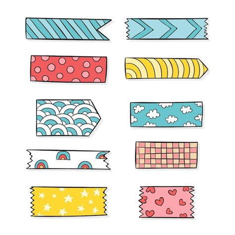 Premium Vector Hand Drawn Washi Tape Collection Concept