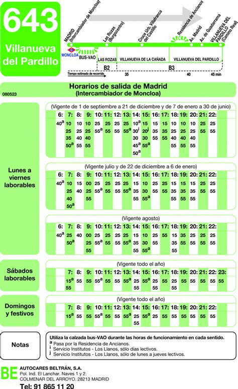 Horarios De Autobús 643 Madrid Las Rozas De Madrid Majadahonda