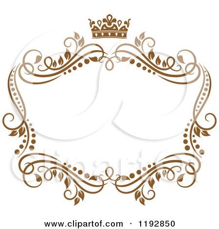 Clipart of a Golden Floral Frame with a Crown 2 - Royalty Free Vector Illustration by Vector ...