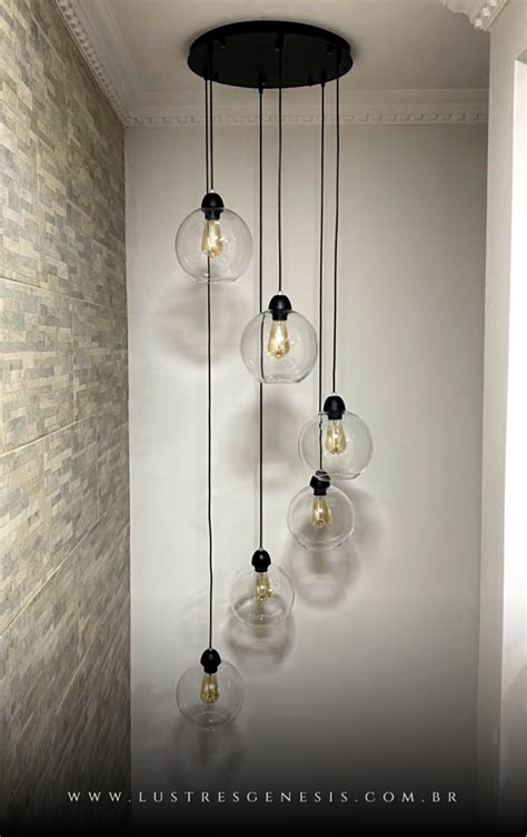 Lustre Pendente Sarvah Moderno Globos Fum Para Escadas