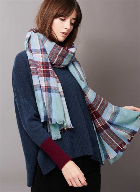 Cashmere Plaid Stole Brora Co Uk