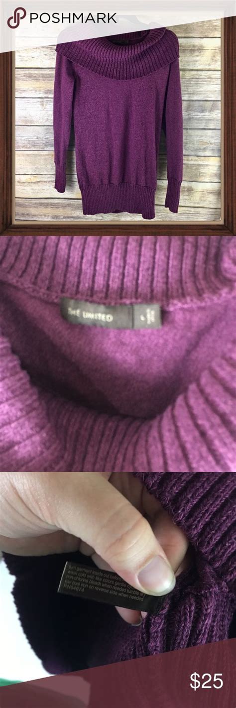 The Limited Purple Knit Turtleneck Sweater EUC How To Fold Sleeves