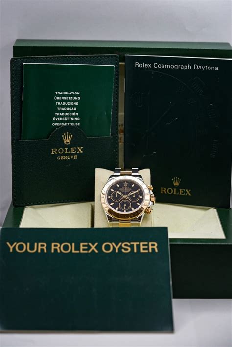 Rolex Daytona Black Dial Two Tone Yellow Gold Stainless Steel F