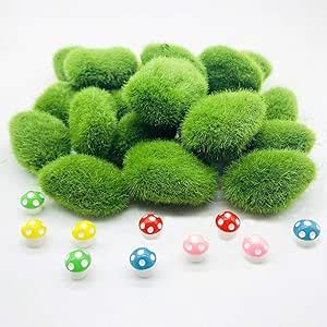 Amazon Woohome 30 PCS Artificial Moss Rocks Decorative Set 2 Size