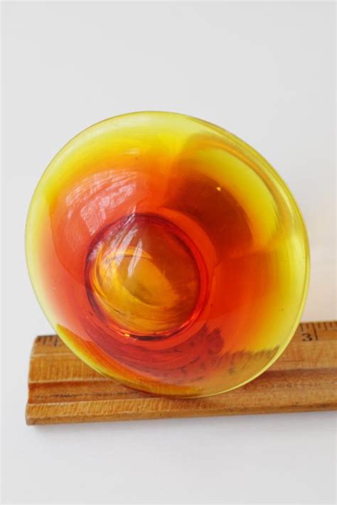 Vintage Viking Glass Mushroom Paperweight Amberina Red Orange Shaded Color