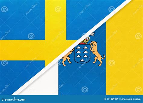 Sweden And Canary Islands Symbol Of National Flags From Textile