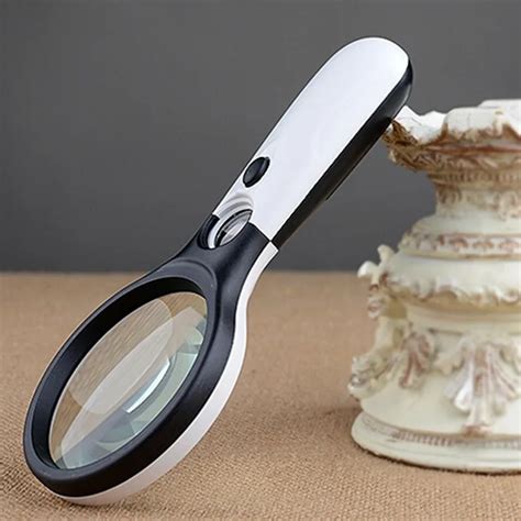 3x Handheld Big Lens Magnifier With 2 Led Lights Illuminated Elderly Reading Magnifying Glass