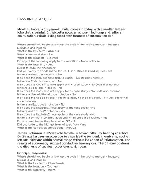 Quiz7 Practice HI255 UNIT 7 LAB QUIZ Micah Fullmore A 17 Year Old