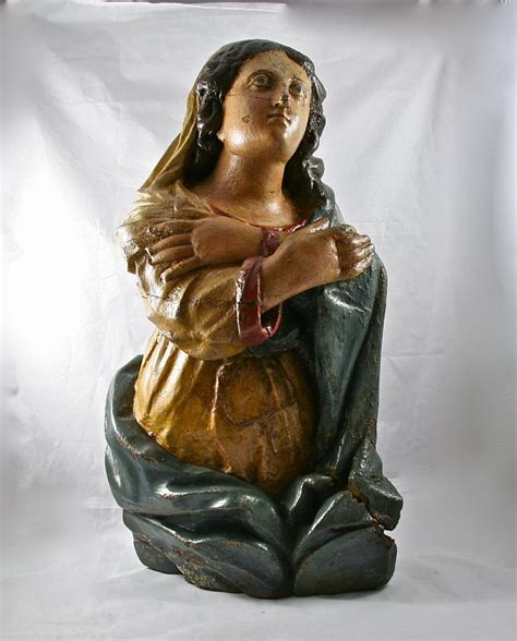 Vierge Xviii Me En Bois Polychrome Sculptures Bois