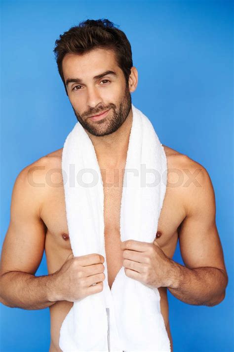 Naked Man With Towel Stock Image Colourbox