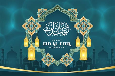 Premium Vector | Eid al fitr mubarak greeting Islamic ornament template ...