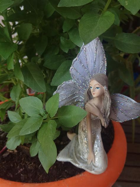 Miniature Garden/flower Fairy 10 Cm Height With Fabric Wings in Gray ...