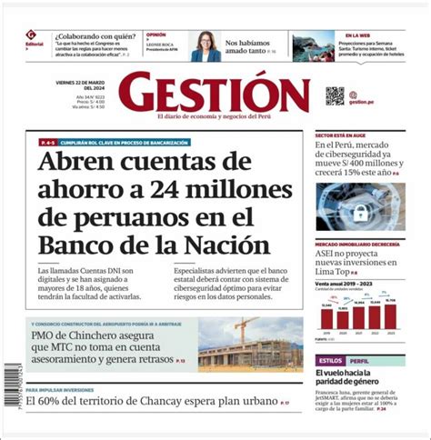 Periódico Diario Gestión Perú Periódicos de Perú Edición de domingo