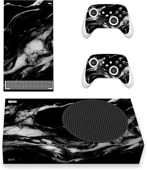 Playvital Black Watercolor Marble Custom Vinyl Skins For Xbox Series S