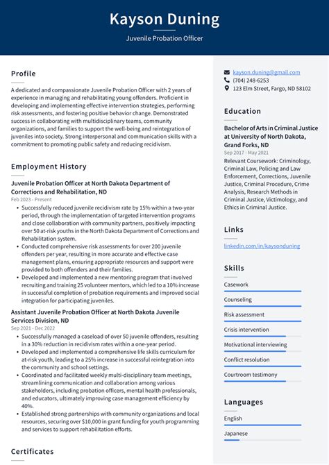 Juvenile Probation Officer Resume Examples And Templates